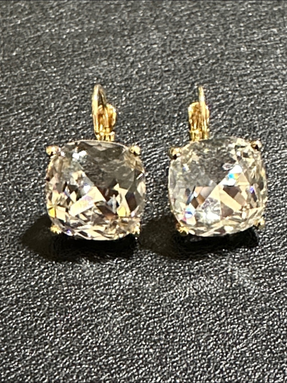 Kate Spade New York Clear Cushion Cut Crystal Leverback Drop Earrings